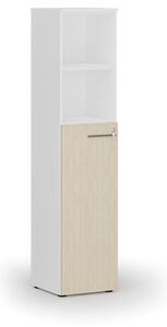 Kombinovaná kancelárska skriňa PRIMO WHITE, dvere na 3 poschodia, 1781 x 400 x 420 mm, biela/breza
