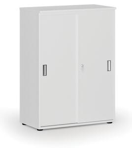 Kancelárska skriňa so zasúvacími dverami PRIMO WHITE, 1087 x 800 x 420 mm, biela