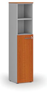 Kombinovaná kancelárska skriňa PRIMO GRAY, dvere na 3 poschodia, 1781 x 400 x 420 mm, sivá/čerešňa