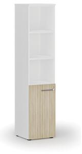 Kombinovaná kancelárska skriňa PRIMO WHITE, dvere na 2 poschodia, 1781 x 400 x 420 mm, biela/dub prírodná