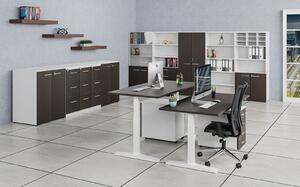 Kombinovaná kancelárska skriňa PRIMO WHITE, dvere na 4 poschodia, 2128 x 800 x 420 mm, biela/wenge
