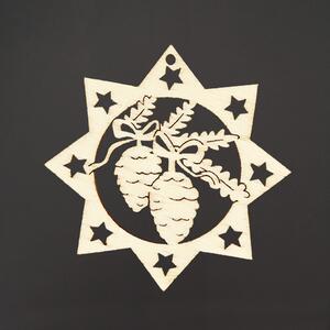 AMADEA Drevená ozdoba hviezda so šiškami 6 cm