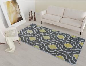 Žlto-sivý prateľný koberec behúň 200x80 cm - Vitaus