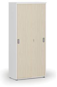 Skriňa so zasúvacími dverami PRIMO WHITE, 1781 x 800 x 420 mm, biela/buk