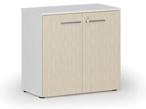 Kancelárska skriňa s dverami PRIMO WHITE, 740 x 800 x 420 mm, biela/wenge