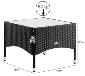 Ratanový stolík / čajový stôl - 58 x 58 x 42 cm - čierny