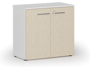 Kancelárska skriňa s dverami PRIMO WHITE, 740 x 800 x 420 mm, biela/breza