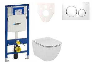 Cenovo zvýhodnený závesný WC set Geberit do ľahkých stien / predstenová montáž + WC Ideal Standard Tesi 111.300.00.5NF4