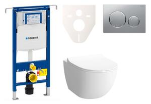 Cenovo zvýhodnený závesný WC set Geberit do ľahkých stien / predstenová montáž + WC VitrA VitrA Shift SIKOGES4N42