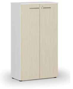 Kancelárska skriňa s dverami PRIMO WHITE, 1434 x 800 x 420 mm, biela/buk