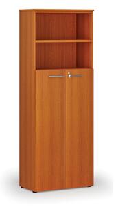 Kombinovaná kancelárska skriňa PRIMO WOOD, dvere na 4 poschodia, 2128 x 800 x 420 mm, čerešňa