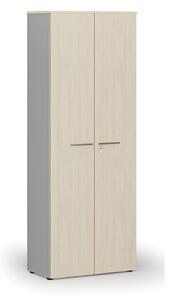 Kancelárska skriňa s dverami PRIMO GRAY, 2128 x 800 x 420 mm, sivá/wenge