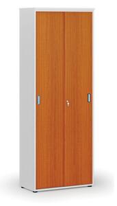 Kancelárska skriňa so zasúvacími dverami PRIMO WHITE, 2128 x 800 x 420 mm, biela/čerešňa