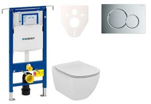 Cenovo zvýhodnený závesný WC set Geberit do ľahkých stien / predstenová montáž + WC Ideal Standard Tesi 111.355.00.5NF2