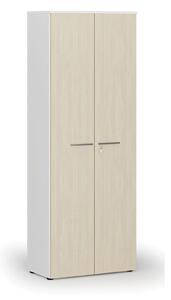 Kancelárska skriňa s dverami PRIMO WHITE, 2128 x 800 x 420 mm, biela/buk