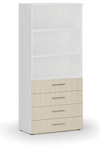 Kancelárska skriňa so zásuvkami PRIMO WHITE, 1781 x 800 x 420 mm, biela/breza