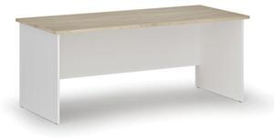 Kancelársky písací stôl rovný PRIMO WHITE, 1800 x 800 mm, biela/dub prírodný