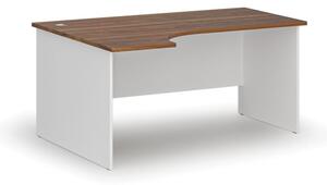 Kancelársky rohový pracovný stôl PRIMO WHITE, 1600 x 1200 mm, ľavý, biela/orech