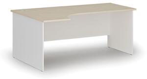 Kancelársky rohový pracovný stôl PRIMO WHITE, 1800 x 1200 mm, ľavý, biela/buk