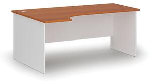 Kancelársky rohový pracovný stôl PRIMO WHITE, 1800 x 1200 mm, ľavý, biela/čerešňa