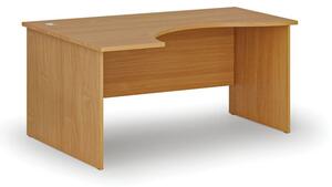 Ergonomický kancelársky pracovný stôl PRIMO WOOD, 1600 x 1200 mm, ľavý, buk