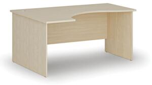 Ergonomický kancelársky pracovný stôl PRIMO WOOD, 1600 x 1200 mm, ľavý, breza