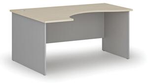 Ergonomický kancelársky pracovný stôl PRIMO GRAY, 1600 x 1200 mm, ľavý, sivá/breza
