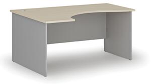 Ergonomický kancelársky pracovný stôl PRIMO GRAY, 1600 x 1200 mm, ľavý, sivá/dub prírodný