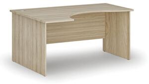 Ergonomický kancelársky pracovný stôl PRIMO WOOD, 1600 x 1200 mm, ľavý, dub prírodný