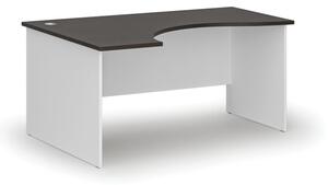 Ergonomický kancelársky pracovný stôl PRIMO WHITE, 1600 x 1200 mm, ľavý, biela/wenge