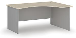 Ergonomický kancelársky pracovný stôl PRIMO GRAY, 1600 x 1200 mm, pravý, sivá/breza