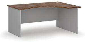 Ergonomický kancelársky pracovný stôl PRIMO GRAY, 1600 x 1200 mm, pravý, sivá/orech