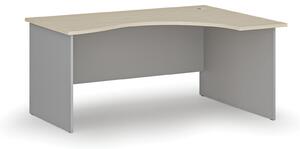 Ergonomický kancelársky pracovný stôl PRIMO GRAY, 1600 x 1200 mm, pravý, sivá/čerešňa