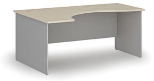 Ergonomický kancelársky pracovný stôl PRIMO GRAY, 1800 x 1200 mm, ľavý, sivá/breza