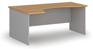 Ergonomický kancelársky pracovný stôl PRIMO GRAY, 1800 x 1200 mm, ľavý, sivá/buk