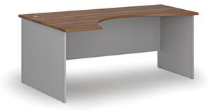 Ergonomický kancelársky pracovný stôl PRIMO GRAY, 1800 x 1200 mm, ľavý, sivá/orech