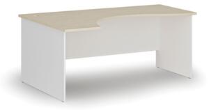 Ergonomický kancelársky pracovný stôl PRIMO WHITE, 1800 x 1200 mm, ľavý, biela/breza
