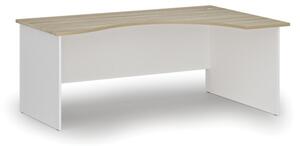 Ergonomický kancelársky pracovný stôl PRIMO WHITE, 1800 x 1200 mm, pravý, biela/dub prírodný