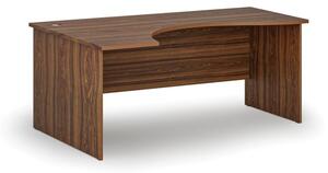 Ergonomický kancelársky pracovný stôl PRIMO WOOD, 1800 x 1200 mm, ľavý, orech