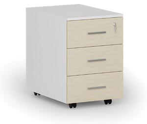 Kancelársky mobilný kontajner PRIMO WHITE, 3 zásuvky, biela/dub prírodný