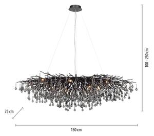 Paul Neuhaus 2031-18 - Závesný luster na lanku ICICLE 15xG9/40W/230V 75x150 cm čierna