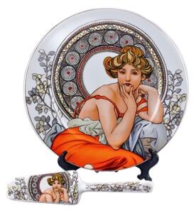 Tanier s lopatkou Alfons Mucha biely o 27cm