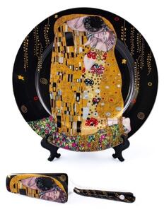 Servírovací tanier s lopatkou Gustav Klimt Bozk čierny o 27cm