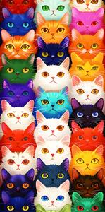 Rýchloschnúca plážová osuška MEOW 100x180 cm farebná, 100% mikrovlákno