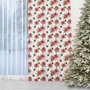 Krásny vianočný záves s motívom vianočnej ruže 150 x 240 cm Biela