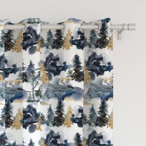 Štýlový vianočný záves - zimný les 150 x 240 cm Biela