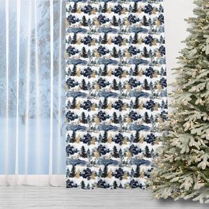 Štýlový vianočný záves - zimný les 150 x 240 cm Biela