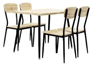 Jedálenský set Roxy - 4x stolička, 1x stôl (dub sonoma, čierna)