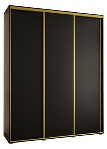 Šatníková skriňa YVONA 1 - 190/45 cm, čierna / zlatá