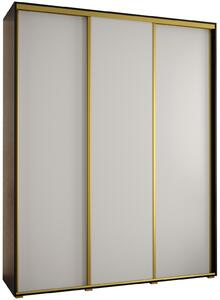Šatníková skriňa ASIRI 1 - 200/45 cm, čierna / biela / zlatá